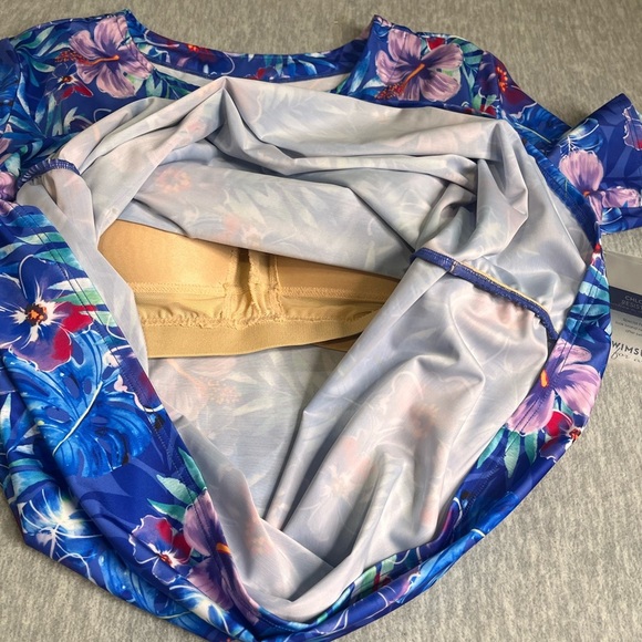 Swim 365 Vibrant Blue Floral Women's Blouse size 14 - Picture 9 of 9